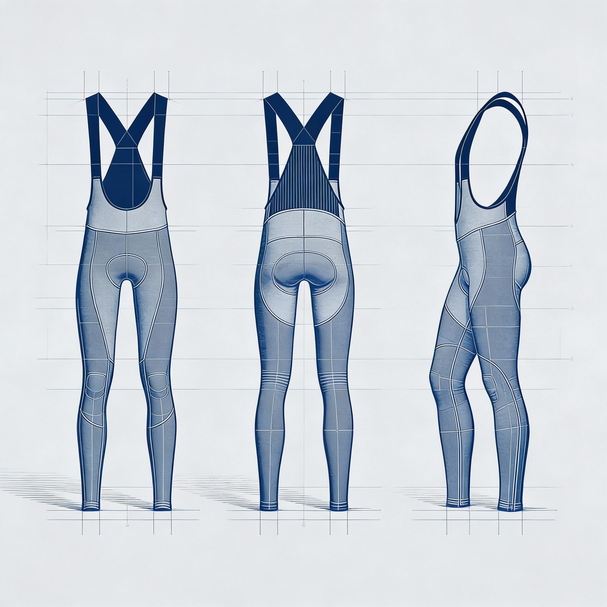 Plano técnico de culotte de ciclismo personalizado